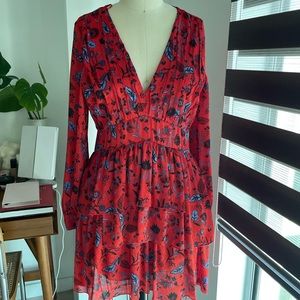 Flower Long Sleeve Mini Dress